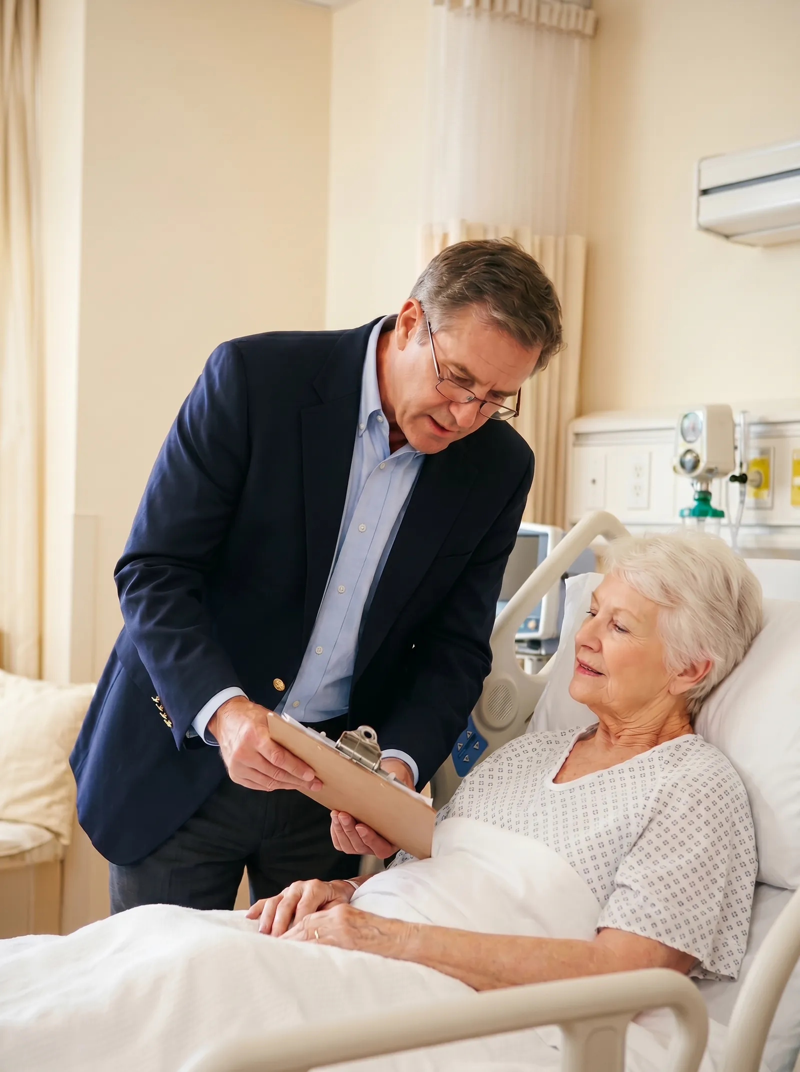 Mobile notary providing bedside notary services at Sutter Roseville Medical Center